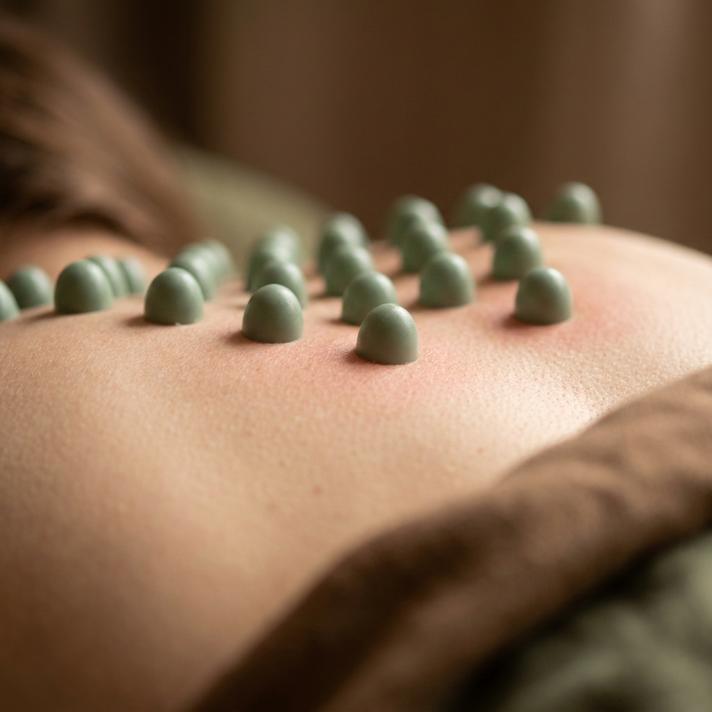 Close-up of the acupressure mat's contact points on skin